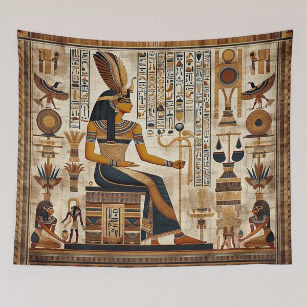 Item preview, Maat Ancient Egyptian Goddess Ma'at Art Kemetism Inspired Tapestry designed and sold by AnalajiaDesigns.