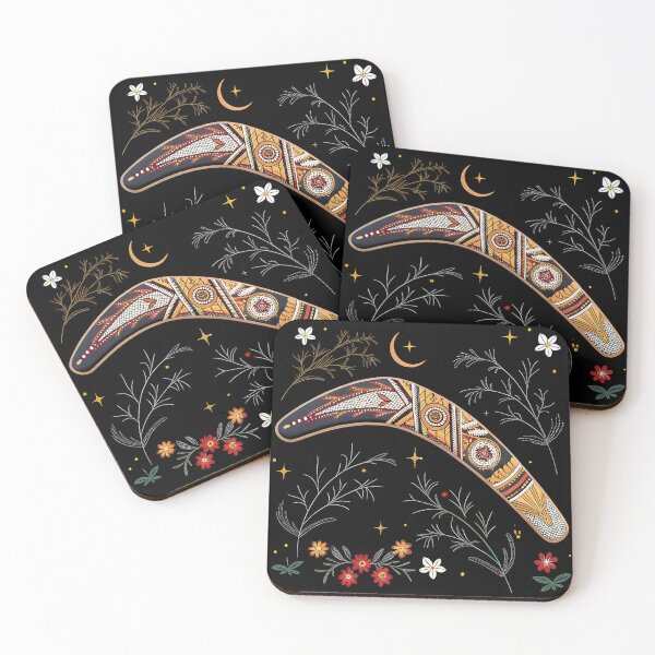 Item preview, Traditional Boomerang Artwork with Floral and Celestial Motifs designed and sold by aminz4.