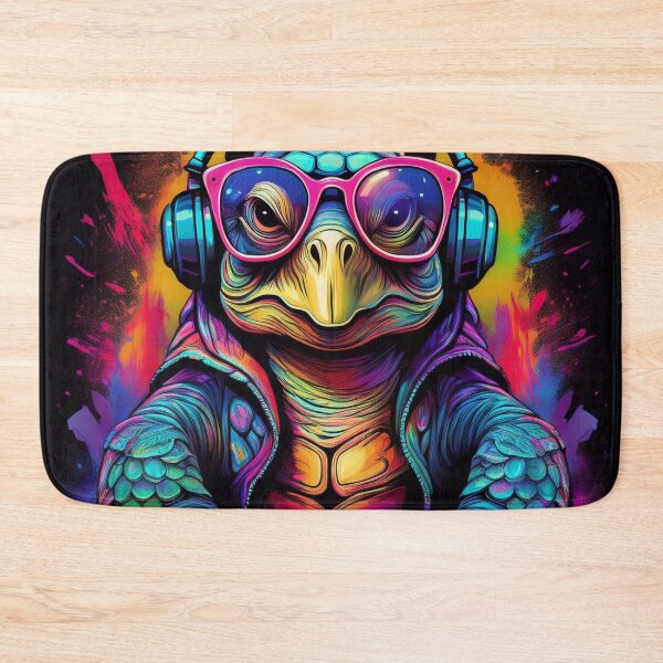 Aperçu de l'œuvre Tortue graffiti des Galapagos avec casque et lunettes de soleil créée et vendue par Boxing Kangaroo Retail Company.
