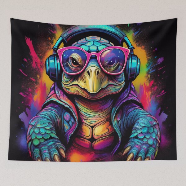 Item preview, Galapagos Graffiti Turtle in Headphones and Shades designed and sold by Boxing Kangaroo Retail Company.