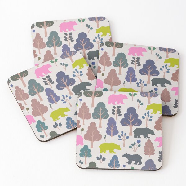 Item preview, Bear-y Fun In The Forest - Blue- Brown - Dark Purple-Green -Pink  designed and sold by Fezzyboo.