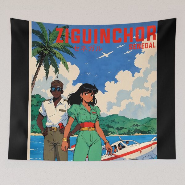 Item preview, Zinguinchor Senegal Retro Anime Girl 80s Vintage Travel designed and sold by Retro-Anime9.