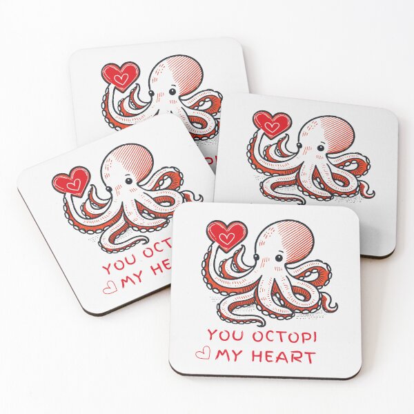 Item preview, Valentine's Day Funny Octopus - You Octopi my heart - Minimalist Animal Art designed and sold by BeaverFriends.