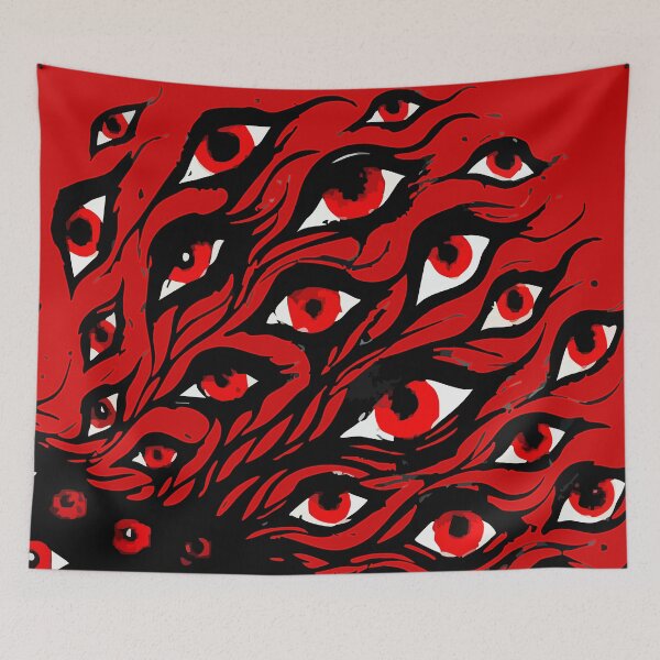 Item preview, Demon Dog Many Eyes Pattern Goth Sumie designed and sold by TomFrontierArt.