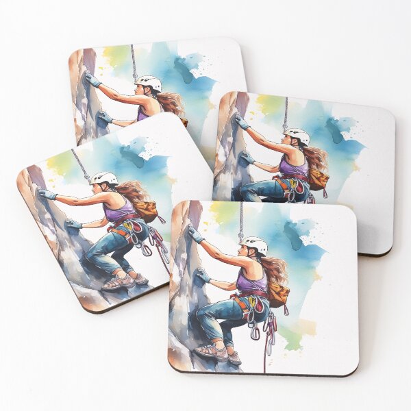 Item preview, A climber ascends a rugged rock face, equipped with safety gear and a helmet, showcasing the thrill and challenge of rock climbing designed and sold by homydesign.