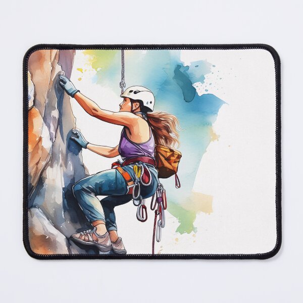 Item preview, A climber ascends a rugged rock face, equipped with safety gear and a helmet, showcasing the thrill and challenge of rock climbing designed and sold by homydesign.