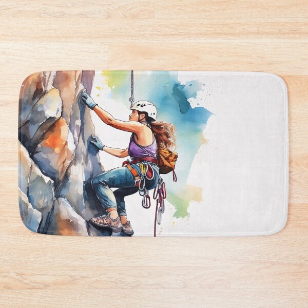 Item preview, A climber ascends a rugged rock face, equipped with safety gear and a helmet, showcasing the thrill and challenge of rock climbing designed and sold by homydesign.