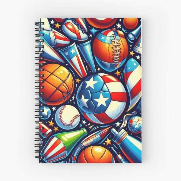 Item preview, A vibrant collage of sports equipment adorned with American flag colors designed and sold by homydesign.