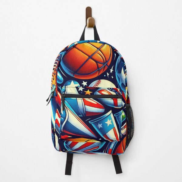 Item preview, A vibrant collage of sports equipment adorned with American flag colors designed and sold by homydesign.
