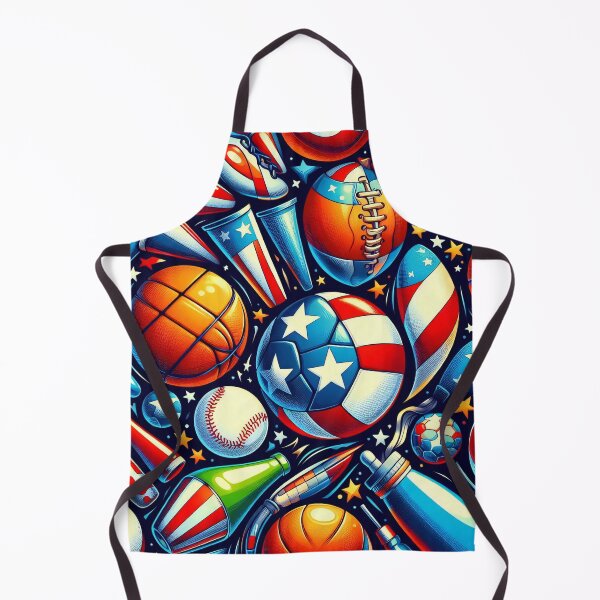 Item preview, A vibrant collage of sports equipment adorned with American flag colors designed and sold by homydesign.