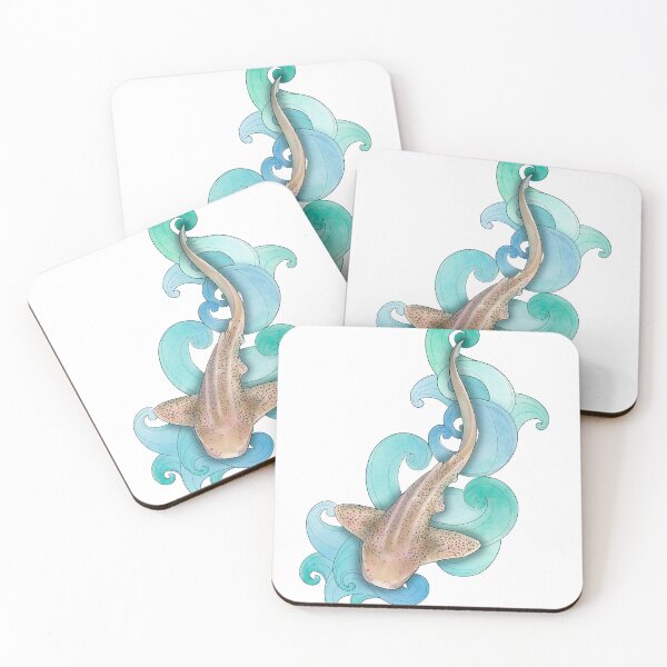 Item preview, Cruising leopard shark among the waves designed and sold by Moana Matron Designs.
