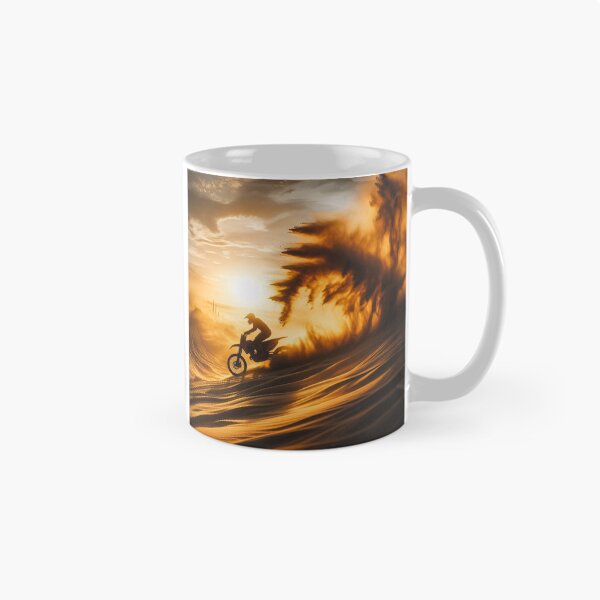 Item preview, Motocross rider in action at sunset, kicking up dust on a rugged trail designed and sold by homydesign.