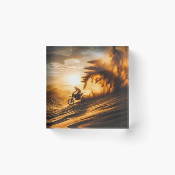 Item preview, Motocross rider in action at sunset, kicking up dust on a rugged trail designed and sold by homydesign.