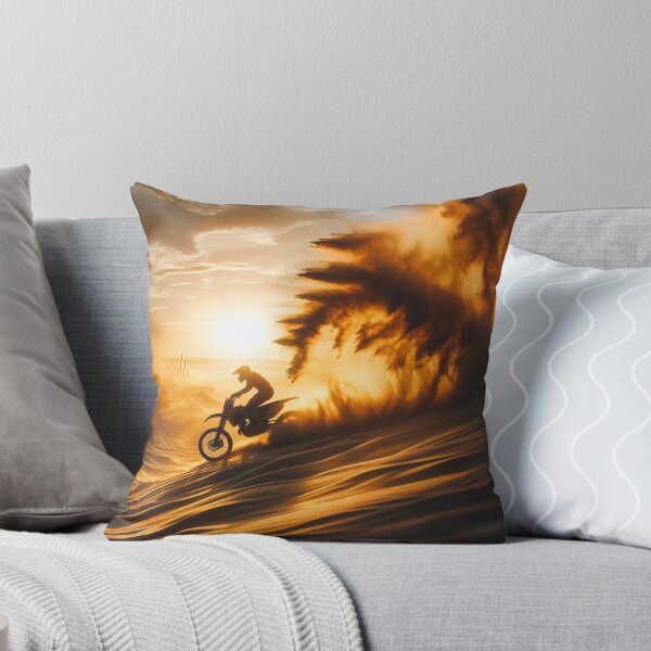 Item preview, Motocross rider in action at sunset, kicking up dust on a rugged trail designed and sold by homydesign.