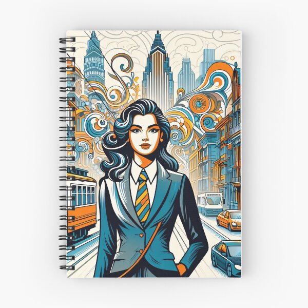 Item preview, Vibrant cityscape with abstract patterns swirling behind a faceless suited figure designed and sold by homydesign.