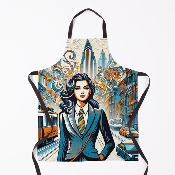 Item preview, Vibrant cityscape with abstract patterns swirling behind a faceless suited figure designed and sold by homydesign.