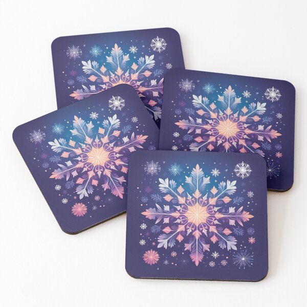 Item preview, A design of a large, colorful snowflake falling from a vibrant night sky.  designed and sold by HEMRO.