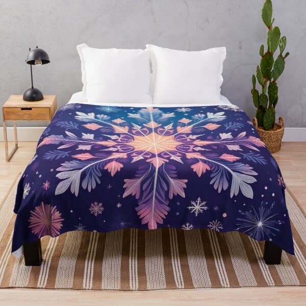 Item preview, A design of a large, colorful snowflake falling from a vibrant night sky. designed and sold by HEMRO.