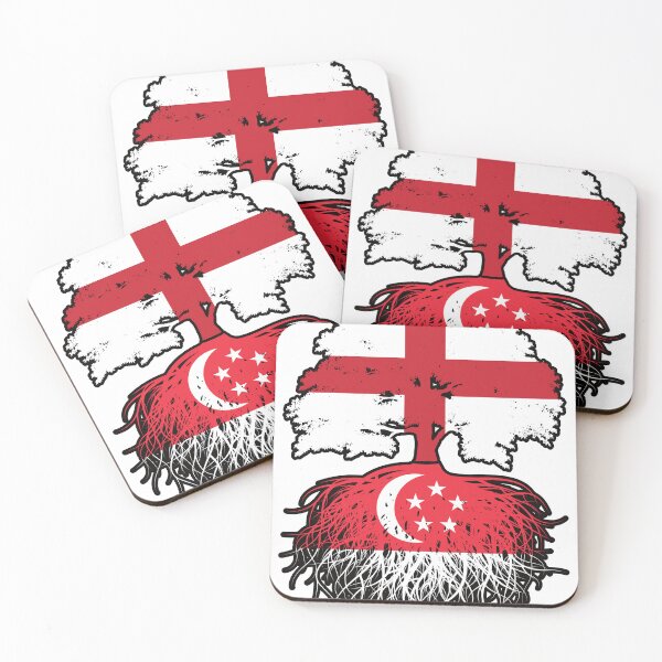Aperçu de l'œuvre Drapeau de Singapour, Singapourien, Anglais, Angleterre, Racines d'arbres créée et vendue par FlagX.