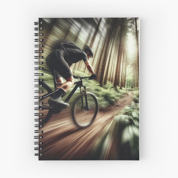 Item preview, A cyclist speeds through a sunlit forest, motion blur effect captures dynamic movement designed and sold by homydesign.