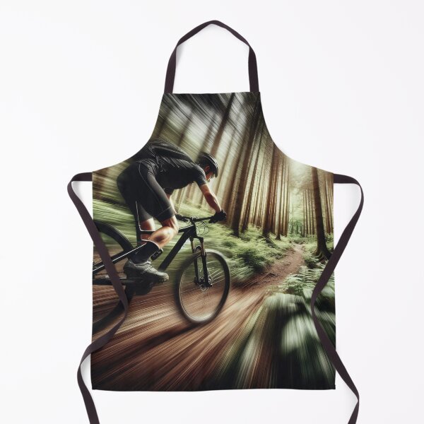 Item preview, A cyclist speeds through a sunlit forest, motion blur effect captures dynamic movement designed and sold by homydesign.