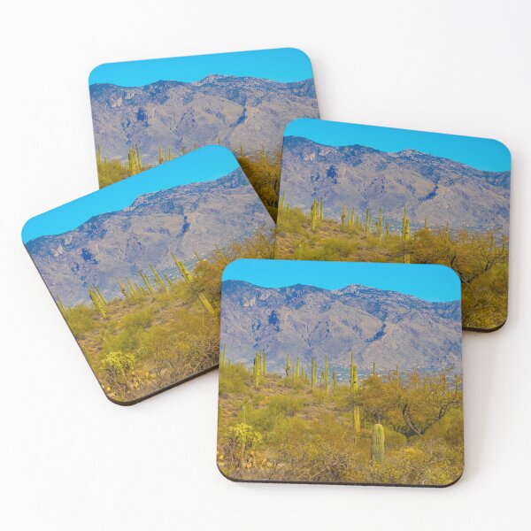 Item preview, The cacti provide leading lines to the mountains topped with a blue sky. Tucson AZ  designed and sold by EyezWatchin.
