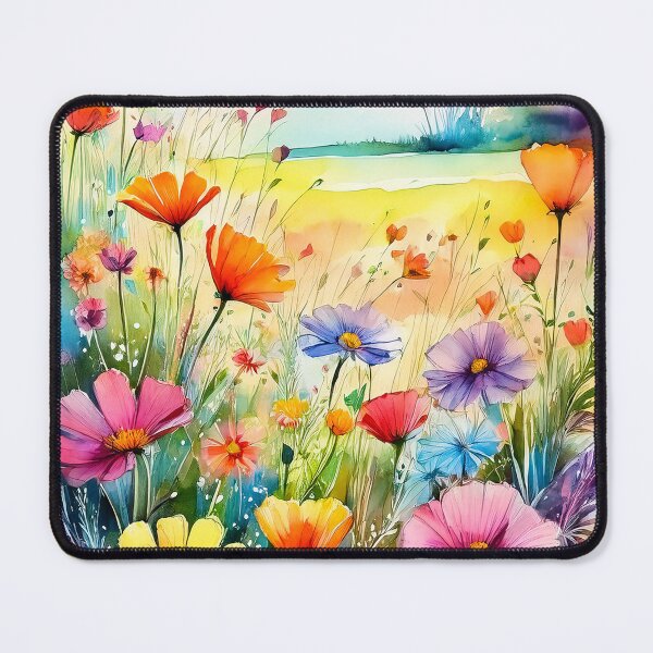 Item preview, A vibrant watercolor painting of a field filled with colorful wildflowers designed and sold by homydesign.