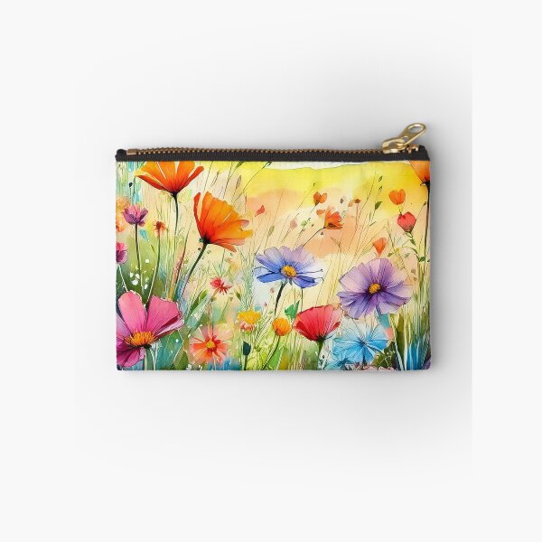 Item preview, A vibrant watercolor painting of a field filled with colorful wildflowers designed and sold by homydesign.