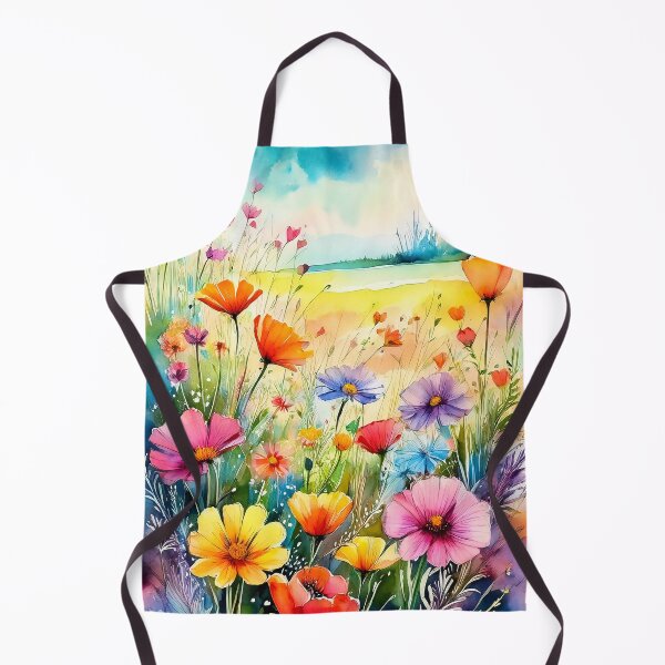 Item preview, A vibrant watercolor painting of a field filled with colorful wildflowers designed and sold by homydesign.