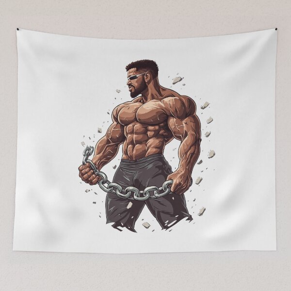 Item preview, bodybuilder breaking chains designed and sold by javierparra.