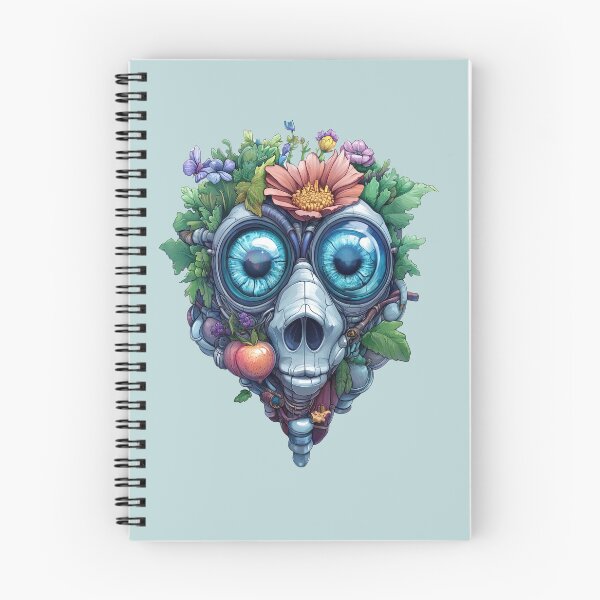 Item preview, Floral Robot Skull with Blue Eyes and Fruit Accents designed and sold by bAIryBarn.