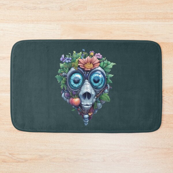 Item preview, Floral Robot Skull with Blue Eyes and Fruit Accents designed and sold by bAIryBarn.