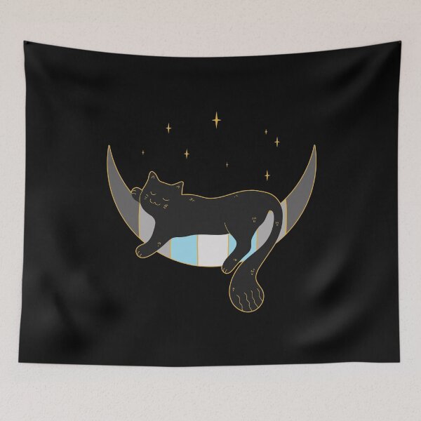 Item preview, Demiboy Cat Moon Space LGBT Pride Flag designed and sold by Clara Hollins.