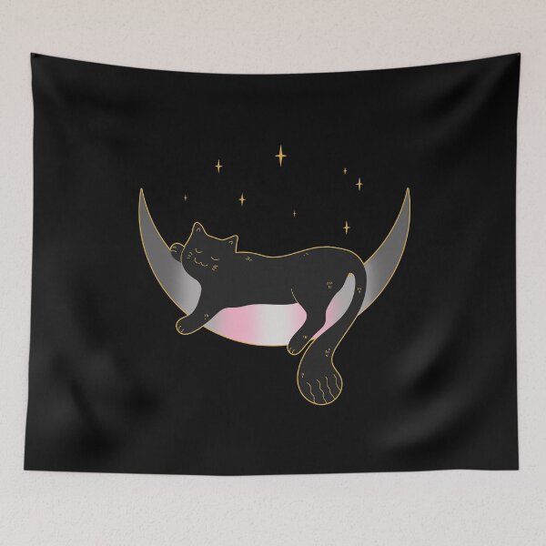 Item preview, Demigirl Cat Moon Space LGBT Pride Flag designed and sold by Clara Hollins.