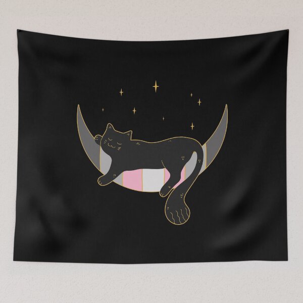 Item preview, Demigirl Cat Moon Space LGBT Pride Flag designed and sold by Clara Hollins.