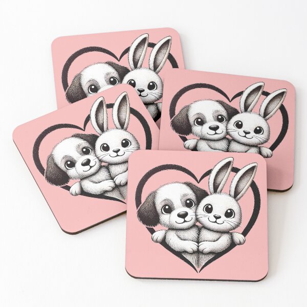 Item preview, Puppy Love & Bunny Cuteness - Heartwarming Duo by TSQ designed and sold by TSQ.