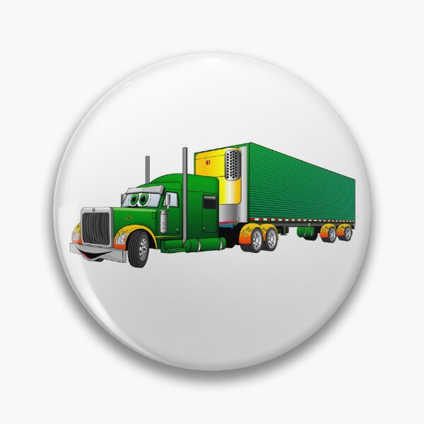 Item preview, Green and Gold Semi Truck Reefer Cartoon designed and sold by Scott Hayes.