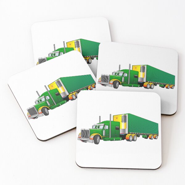 Item preview, Green and Gold Semi Truck Reefer Cartoon designed and sold by Scott Hayes.