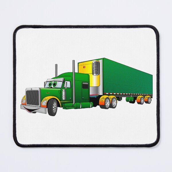 Item preview, Green and Gold Semi Truck Reefer Cartoon designed and sold by Scott Hayes.