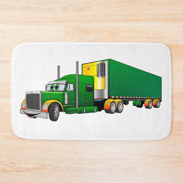 Item preview, Green and Gold Semi Truck Reefer Cartoon designed and sold by Scott Hayes.