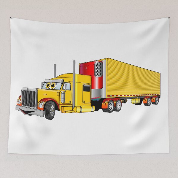 Item preview, Yellow Orange Semi Truck Reefer Cartoon designed and sold by Scott Hayes.