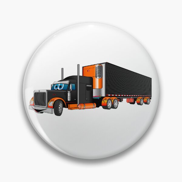 Item preview, Black and Orange Semi Truck Reefer Cartoon designed and sold by Scott Hayes.