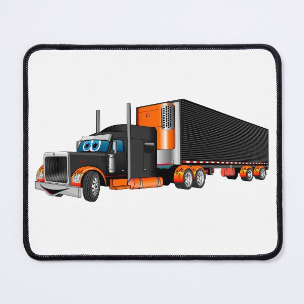 Item preview, Black and Orange Semi Truck Reefer Cartoon designed and sold by Scott Hayes.