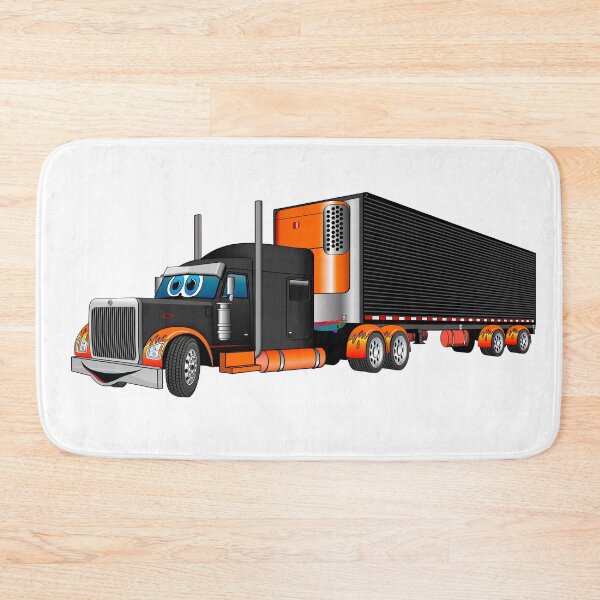 Item preview, Black and Orange Semi Truck Reefer Cartoon designed and sold by Scott Hayes.