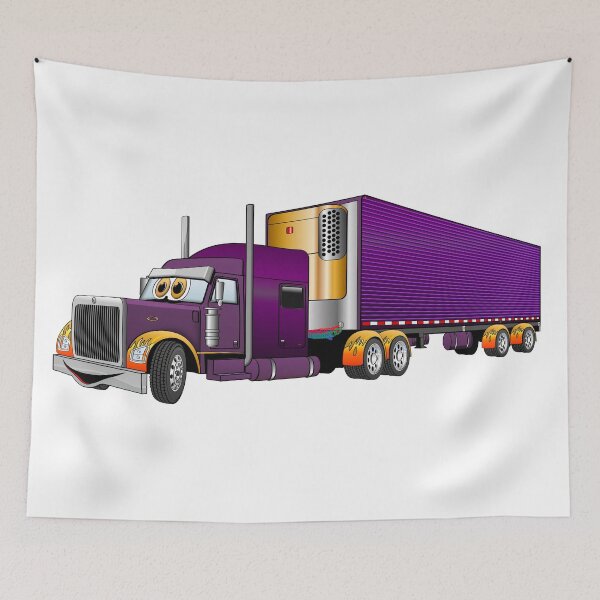 Item preview, Purple Gold Semi Truck Reefer Cartoon designed and sold by Scott Hayes.