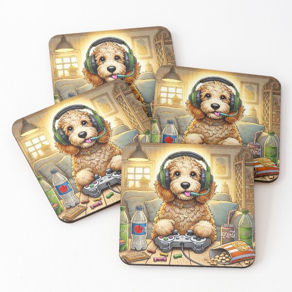 Item preview, Funny Gamer Golden Doodle Dog  designed and sold by ArtByMarkDesign.