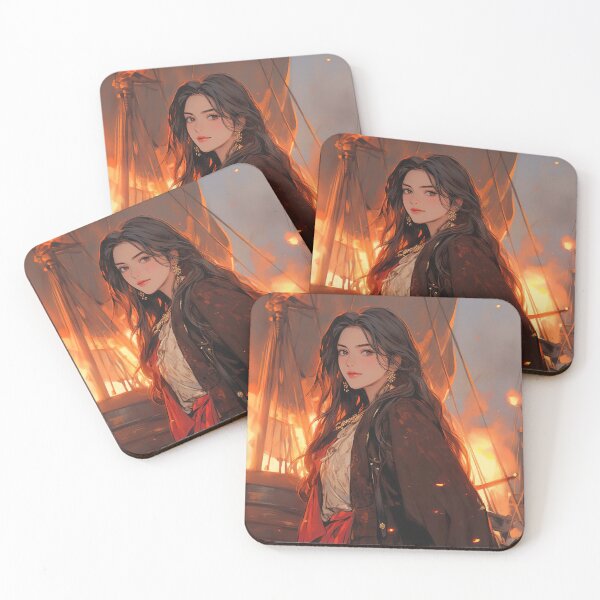 Item preview, Flaming Pirate Ship Anime Girl designed and sold by bubblegoth.