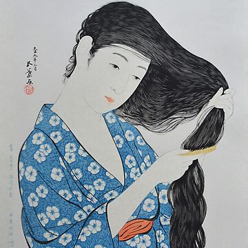 Artwork thumbnail, Hashiguchi Goyo - Woman in Blue Combing Her Hair by Martstore