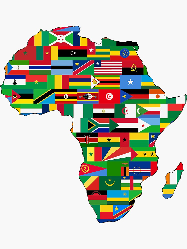 "Africa map with countries and flags" Sticker by p0pculture3 | Redbubble