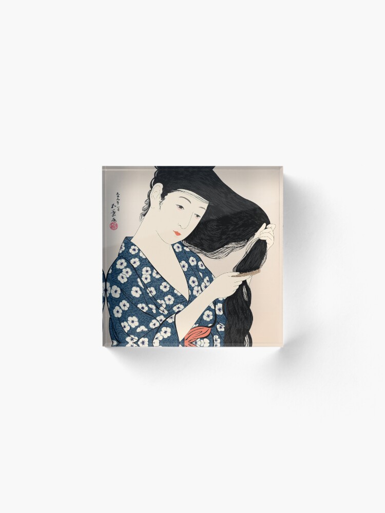 Alternate view of Hashiguchi Goyo - Woman in Blue Combing Her Hair Acrylic Block